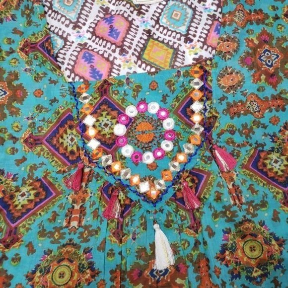 Sand and spirit boho swim dress coverup one size beach pool vacation beaded - Picture 2 of 8